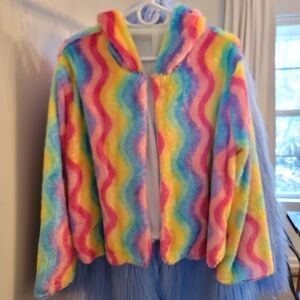 Rainbow Fur Fluffy Rave Jacket